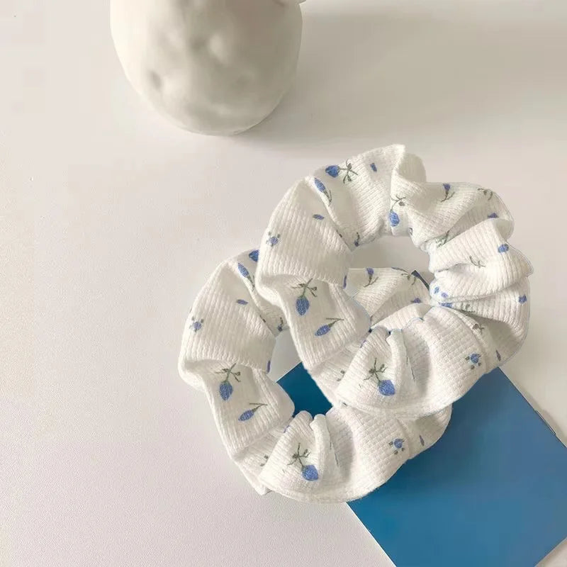 Blossom Cloud – Waffle Floral Scrunchie