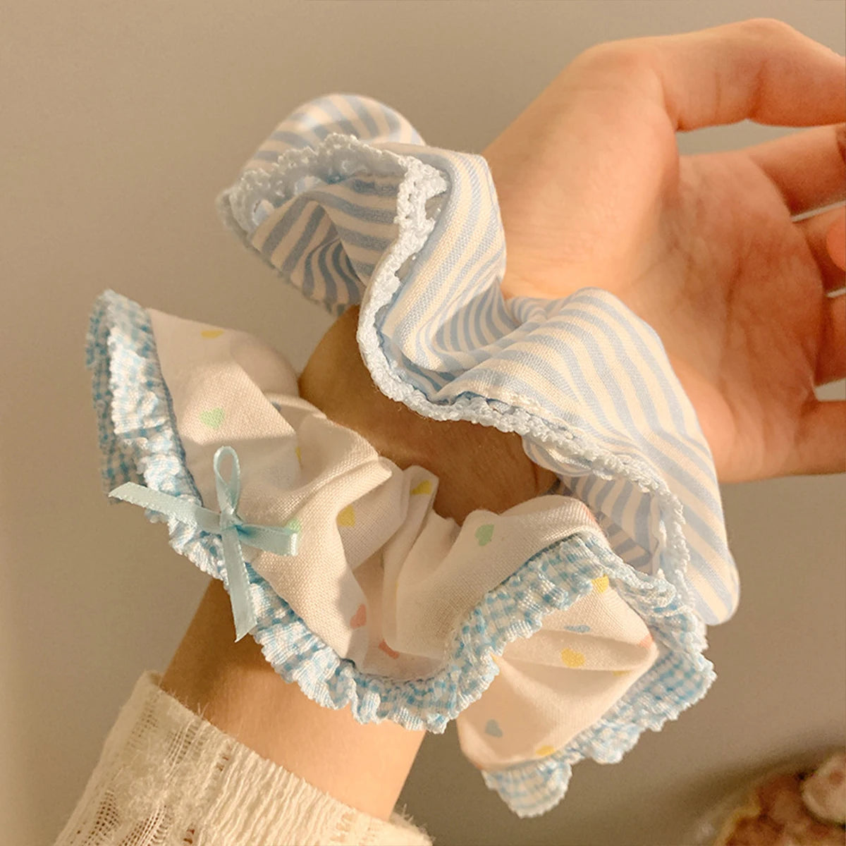 Sugar Ruffle – Blue Lace Scrunchie Set (2pcs)
