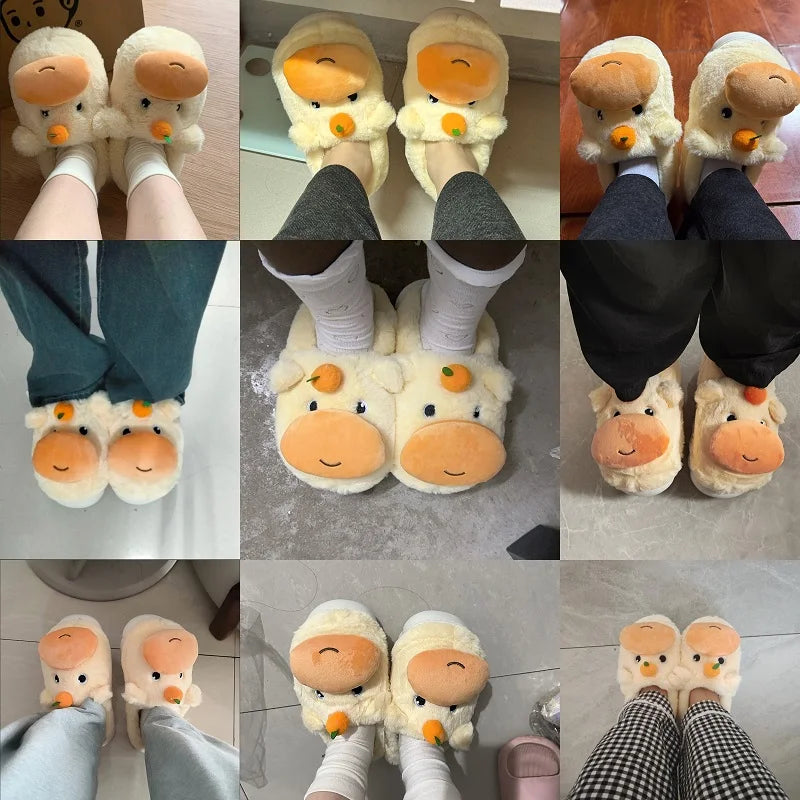 Peachy Moo – Plush Slippers