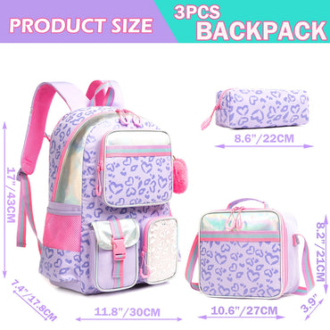 SparkleHeart 3-Piece Kawaii Backpack Set