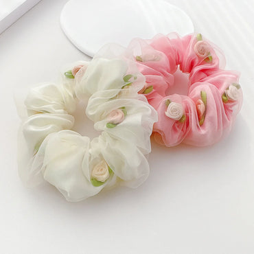 Rosy Cloud – Organza Scrunchie