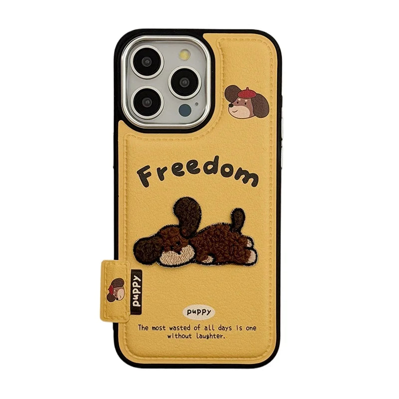 Pup Patch Leather - iPhone Case