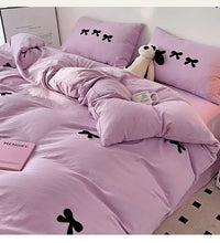 BowPink Korean Girls Bedding Set 4-Piece