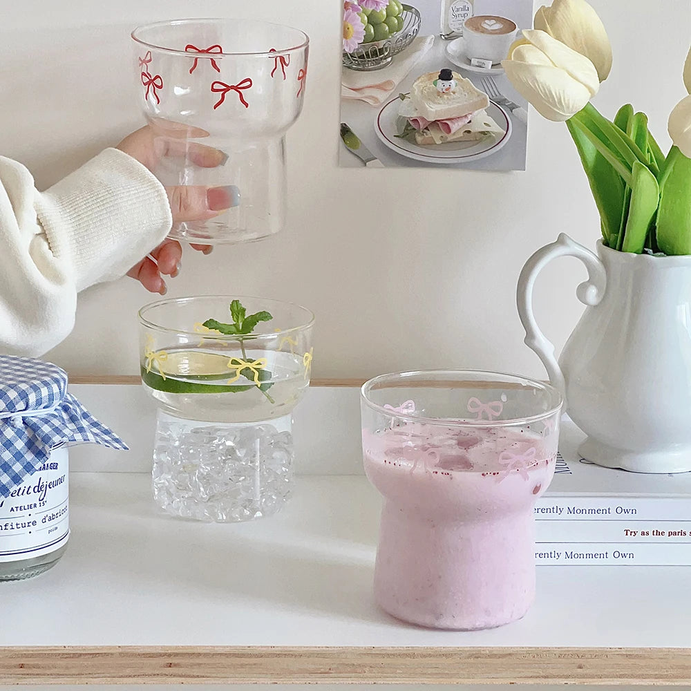 RibbonSip Kawaii Glass Cup 350ml