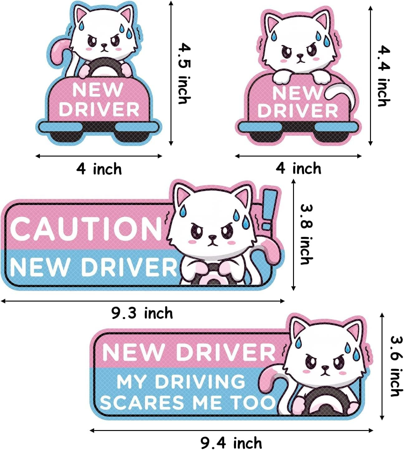 WhiskerWarn Student Driver Magnets 4-Pack