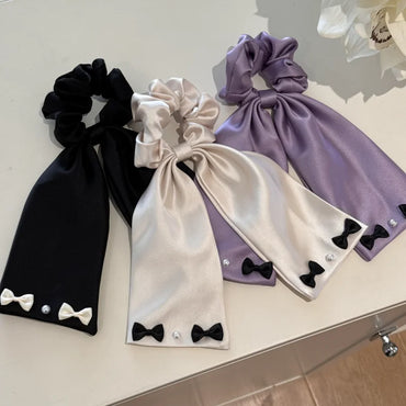 Luxe Bow Drop – Satin Ribbon Scrunchie