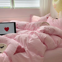 Heart Embroidery Bedding Set