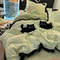 CatStripe Korean Bedding Set 4-Piece