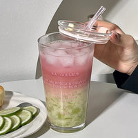 LetterSip Glass Tumbler with Straw 450ml