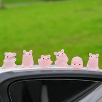 Pink Pig Car Ornament - Cute Resin Dashboard Decoration