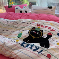 CatStripe Korean Bedding Set 4-Piece