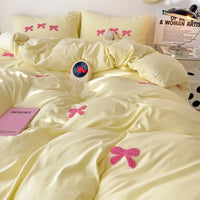 BowPink Korean Girls Bedding Set 4-Piece