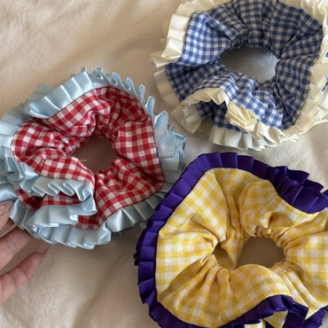 Picnic Parade – Double Ruffle Gingham Scrunchie