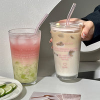 LetterSip Glass Tumbler with Straw 450ml
