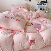 BowPink Korean Girls Bedding Set 4-Piece