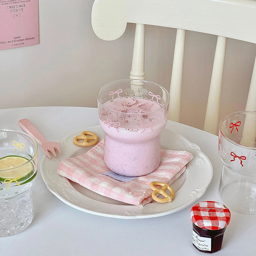 RibbonSip Kawaii Glass Cup 350ml