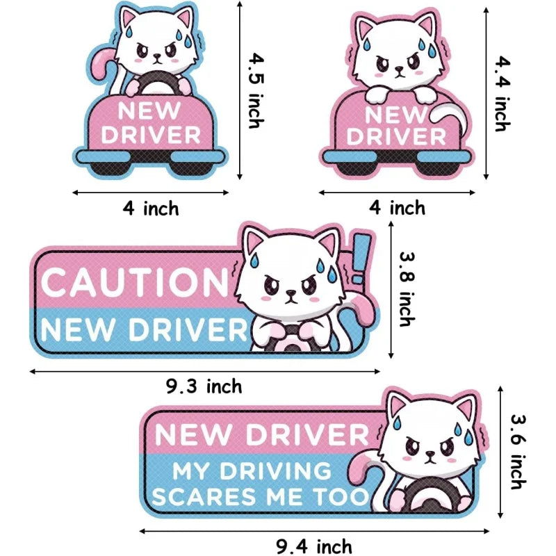 WhiskerWarn Student Driver Magnets 4-Pack