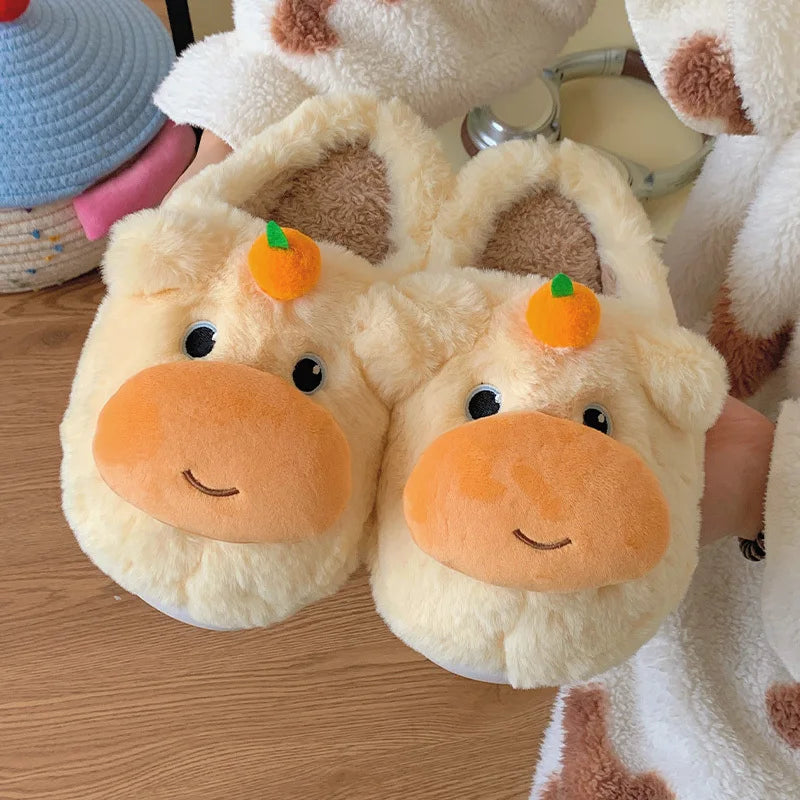 Peachy Moo – Plush Slippers