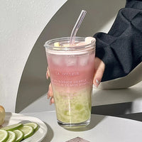 LetterSip Glass Tumbler with Straw 450ml