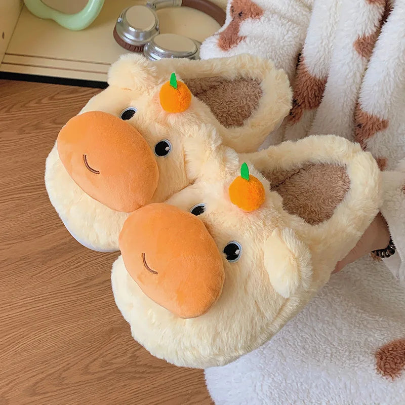 Peachy Moo – Plush Slippers