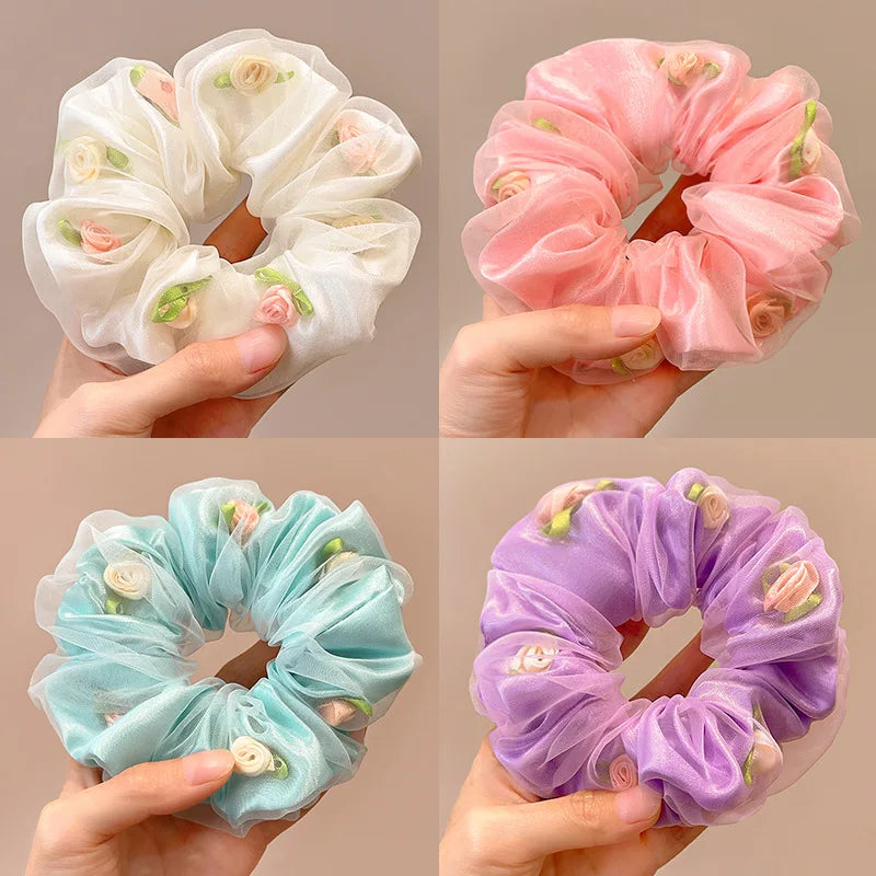 Rosy Cloud – Organza Scrunchie