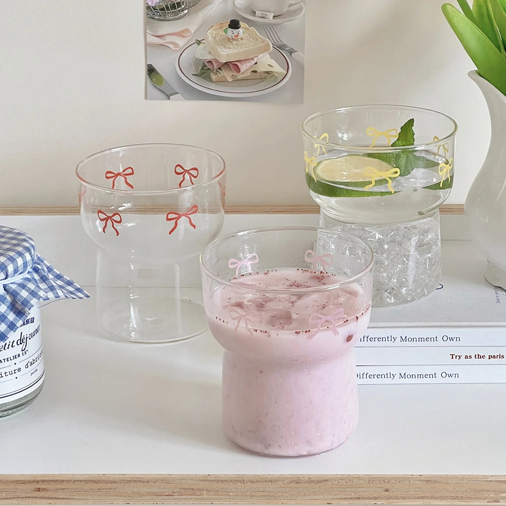 RibbonSip Kawaii Glass Cup 350ml