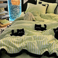 CatStripe Korean Bedding Set 4-Piece