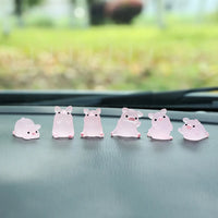 Pink Pig Car Ornament - Cute Resin Dashboard Decoration