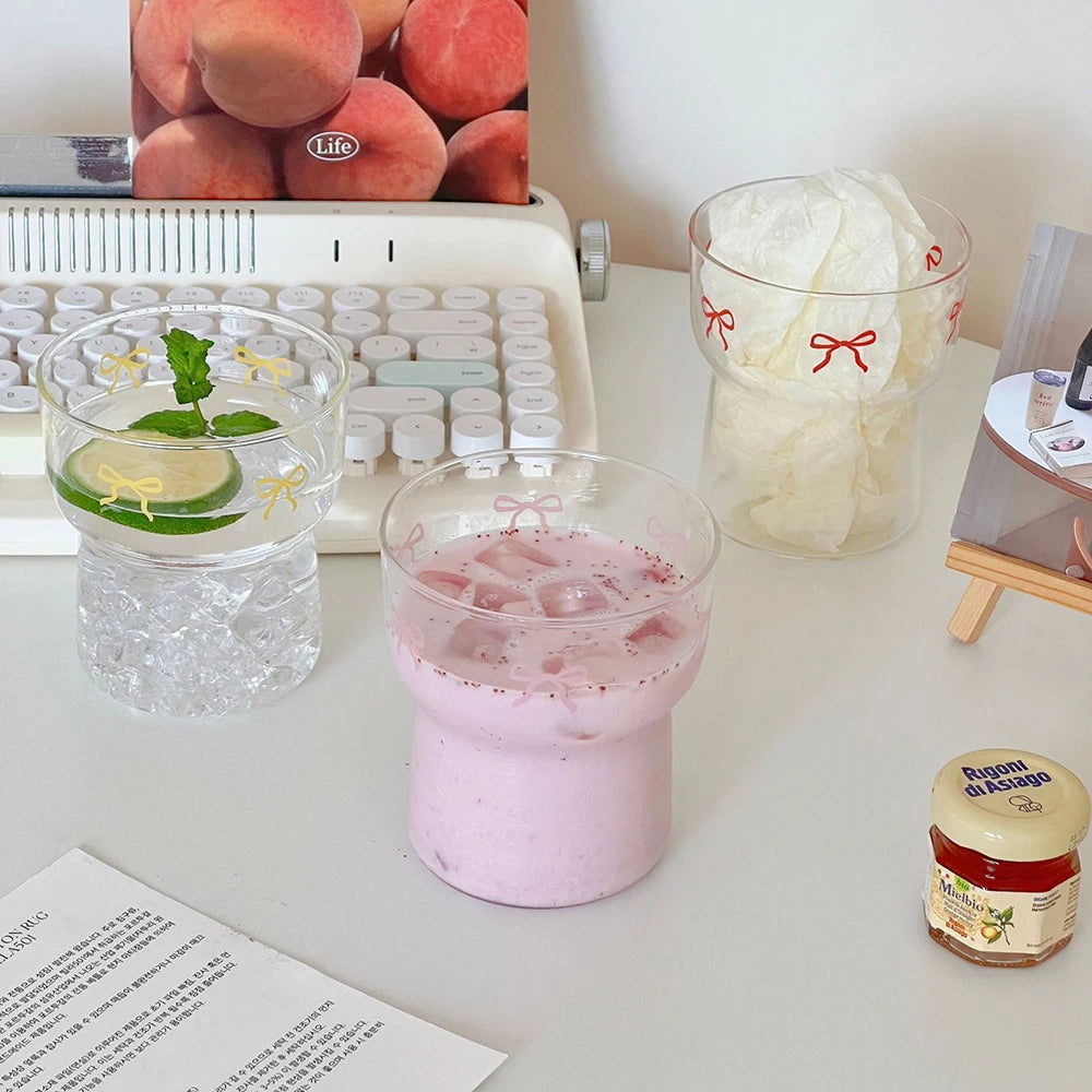 RibbonSip Kawaii Glass Cup 350ml