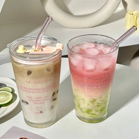 LetterSip Glass Tumbler with Straw 450ml
