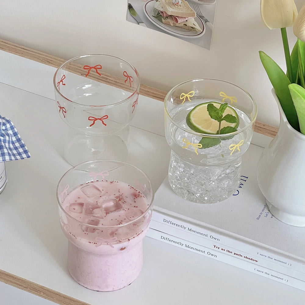 RibbonSip Kawaii Glass Cup 350ml