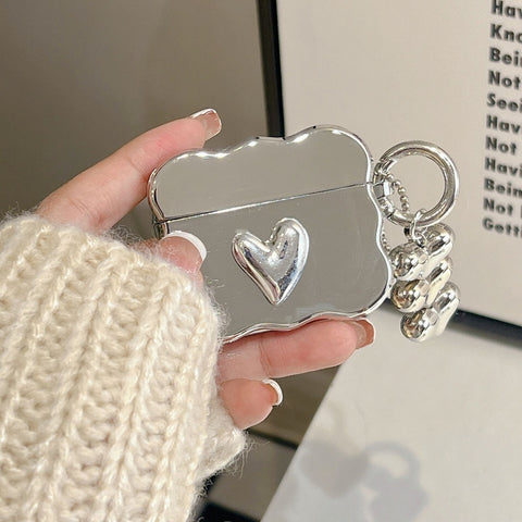Luxury silver heart - AirPods case