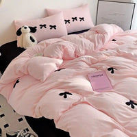 BowPink Korean Girls Bedding Set 4-Piece