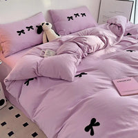 BowPink Korean Girls Bedding Set 4-Piece