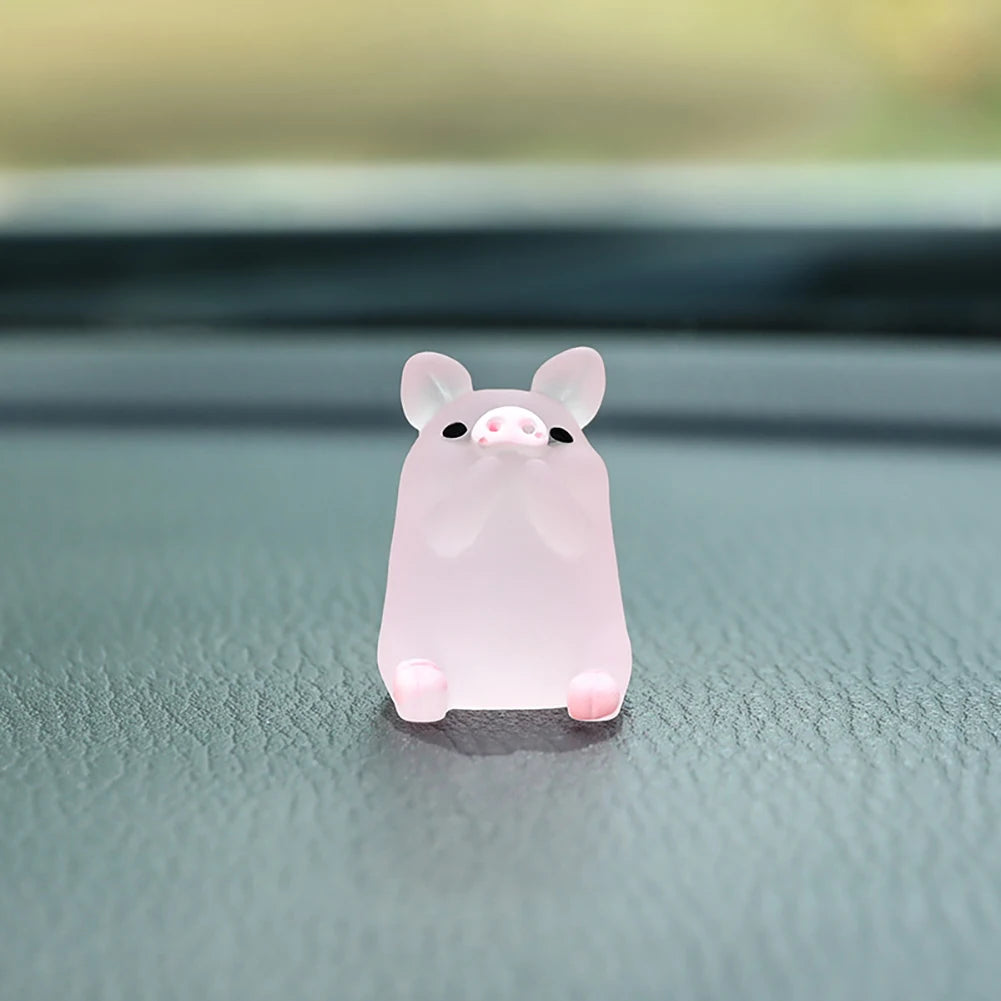 Pink Pig Car Ornament - Cute Resin Dashboard Decoration