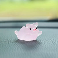 Pink Pig Car Ornament - Cute Resin Dashboard Decoration