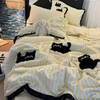 CatStripe Korean Bedding Set 4-Piece