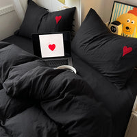 Heart Embroidery Bedding Set