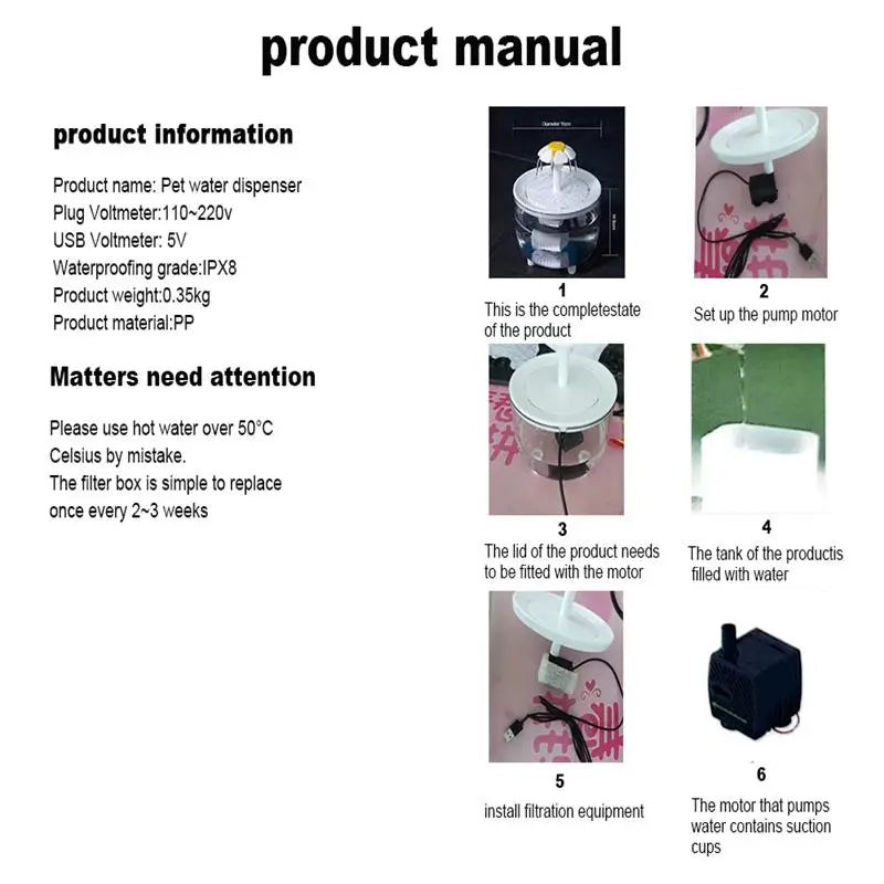 FlowFresh Electric Pet Water Fountain 1.2L