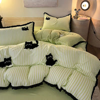 CatStripe Korean Bedding Set 4-Piece