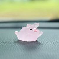 Pink Pig Car Ornament - Cute Resin Dashboard Decoration
