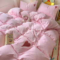 Heart Embroidery Bedding Set