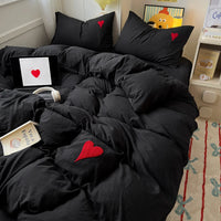 Heart Embroidery Bedding Set