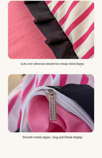 CatStripe Korean Bedding Set 4-Piece