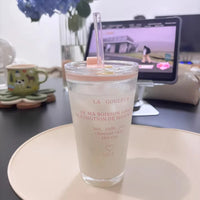 LetterSip Glass Tumbler with Straw 450ml