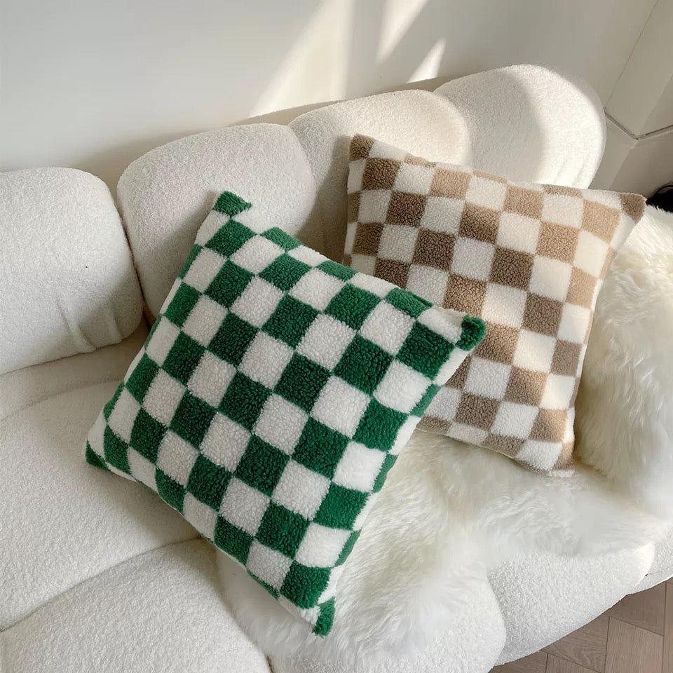 Green checkers pillow case 